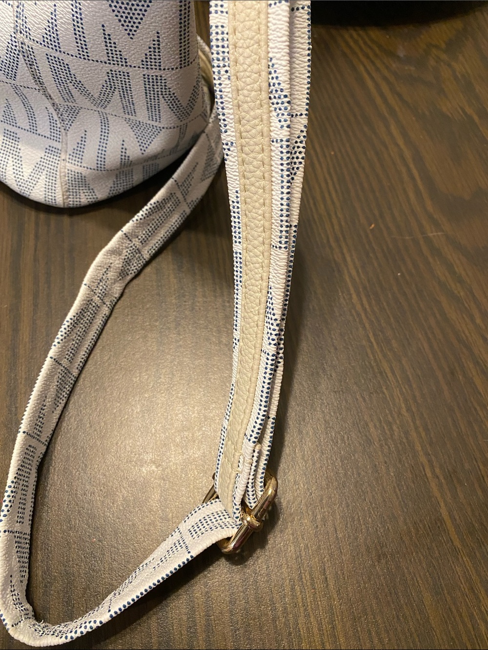 White Patterned Women's Satchel Bag with Gold Accents - Picture 10 of 10